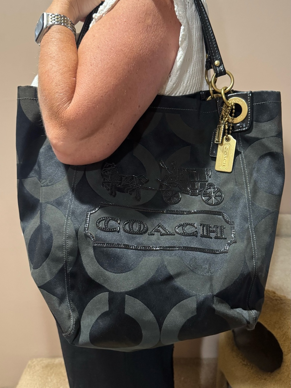 Vintage Coach Madison Op Art Large Tote